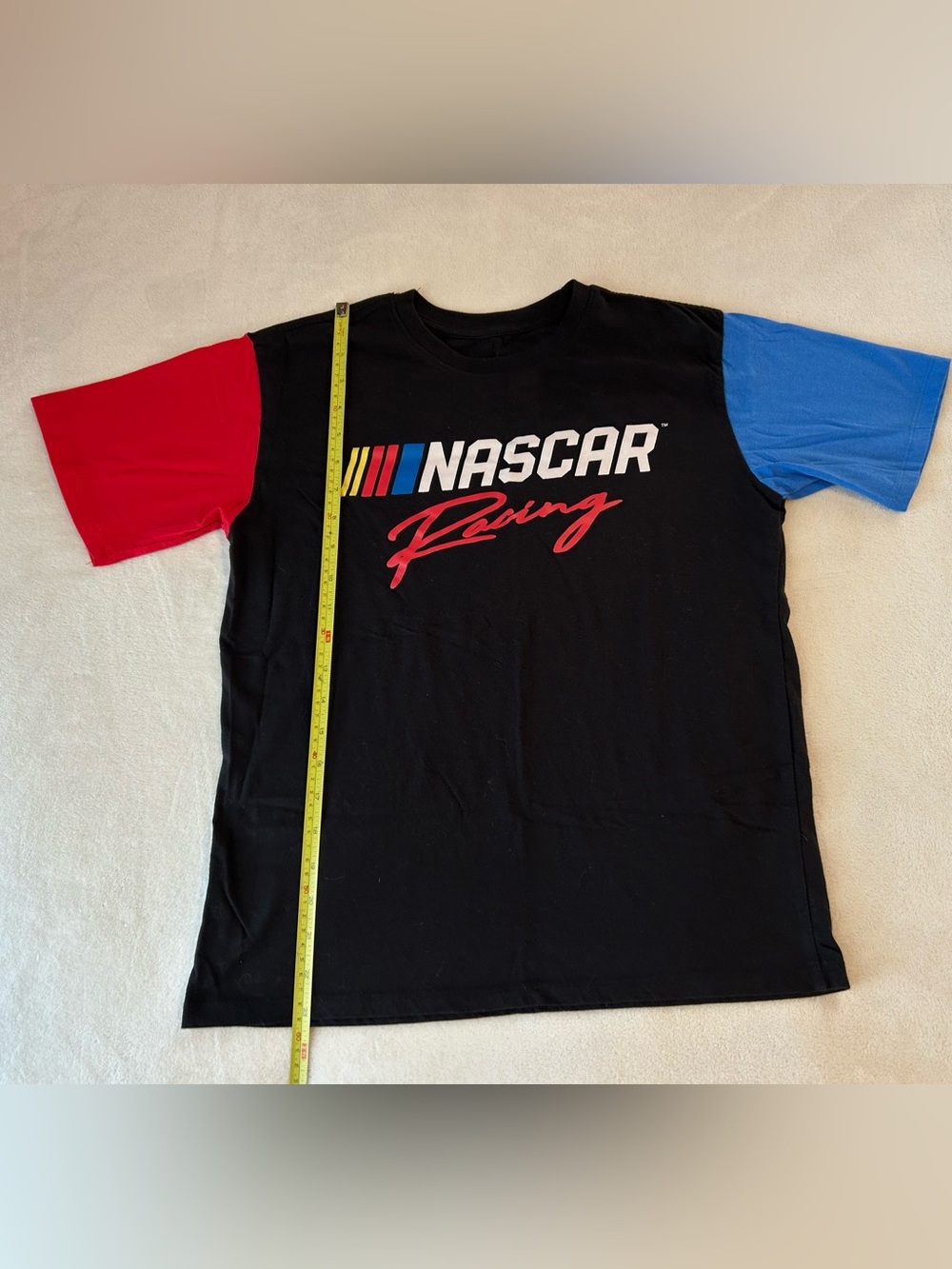 NASCAR racing tshirt medium Daytona drag checker flag red blue America Earnhardt